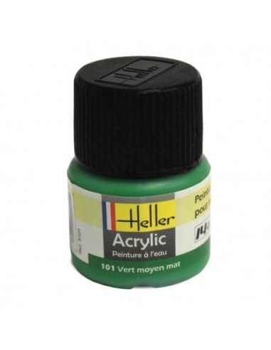 HELLER 09101 VERT MOYEN MAT ACRYLIQUE 12ML A L'UNITÉ - LCDP - Radiocommande.fr