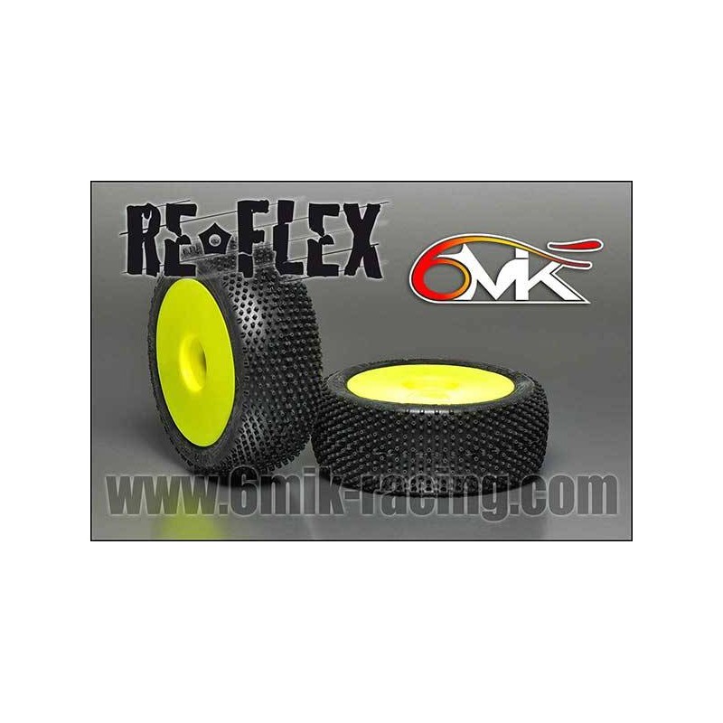 4 Pneus 6mik WEAPON Sur Jantes Blanches - Gomme 15/25, Montés Collés - Pour Buggy RC 1/8 Compétition