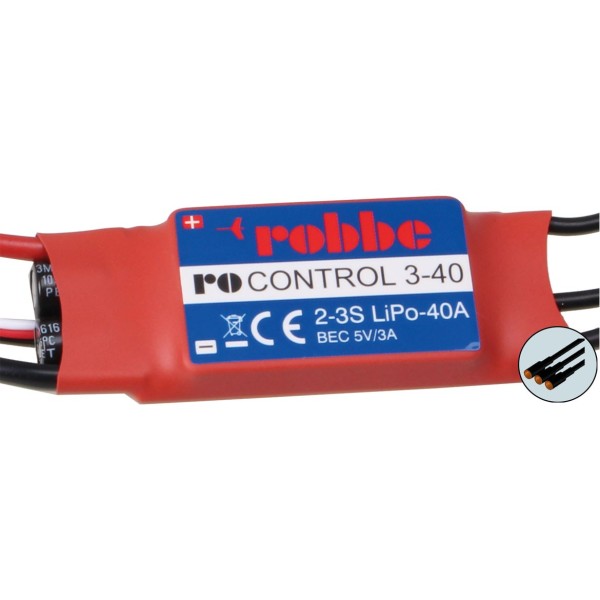 VARIATEUR RO-CONTROL-3-40 -- 2-3S -40(55A) BRUSHLESS ESC - LCDP - Radiocommande.fr