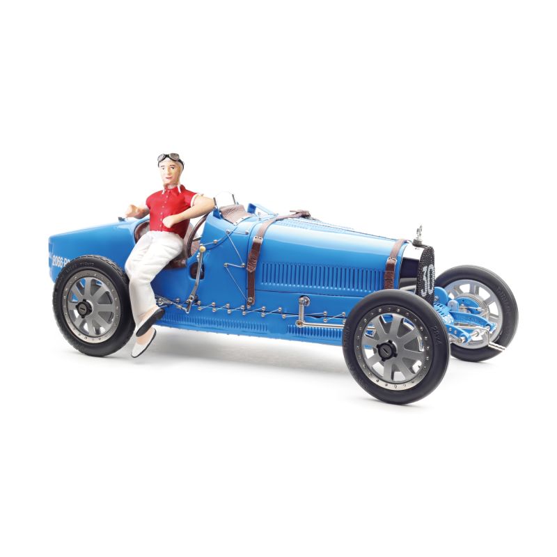 CMC Bugatti T35, Bright blue Livery with female Figurine